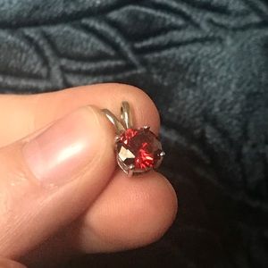 Ruby red round solitaire necklace